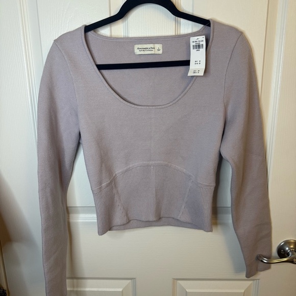 NWT Abercrombie & Fitch Ribbed Corset Long Sleeve Sweater in Lilac Size Large - Picture 3 of 5